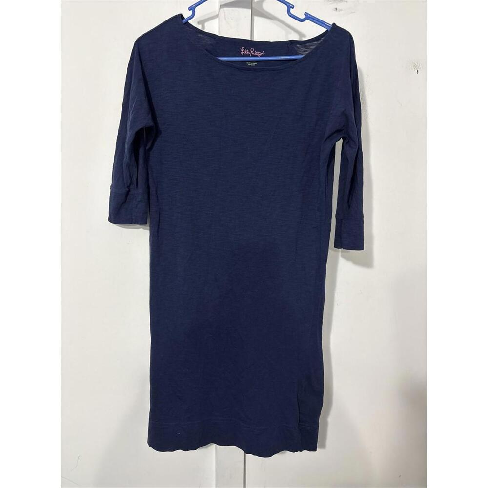 Lilly Pulitzer 100% Pima Cotton‎ Navy Blue 3/4 Sleeve Dress Size Small NWOT